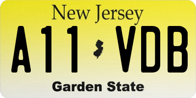 NJ license plate A11VDB