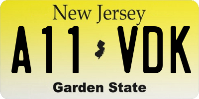 NJ license plate A11VDK