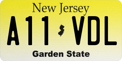 NJ license plate A11VDL