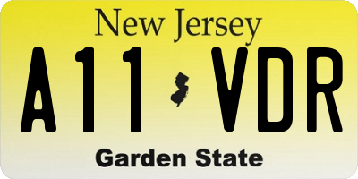 NJ license plate A11VDR