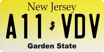 NJ license plate A11VDV
