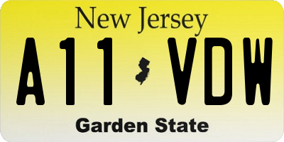 NJ license plate A11VDW