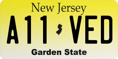 NJ license plate A11VED