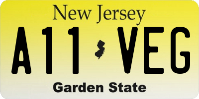 NJ license plate A11VEG
