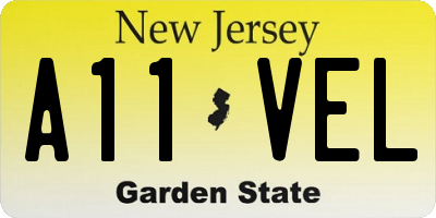 NJ license plate A11VEL