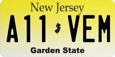 NJ license plate A11VEM