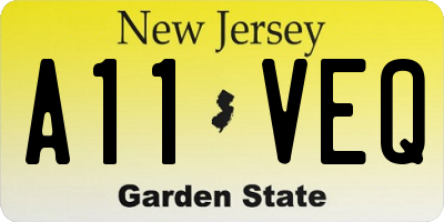 NJ license plate A11VEQ