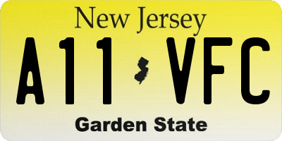 NJ license plate A11VFC