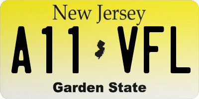 NJ license plate A11VFL