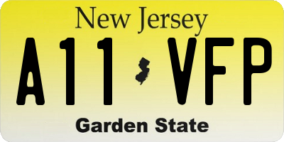 NJ license plate A11VFP