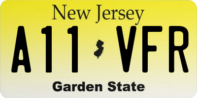NJ license plate A11VFR