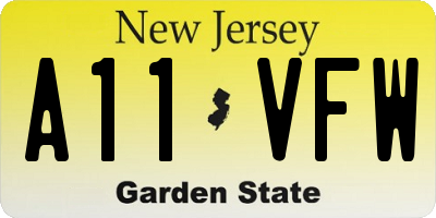NJ license plate A11VFW