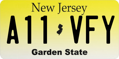 NJ license plate A11VFY