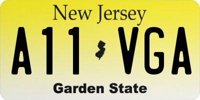 NJ license plate A11VGA