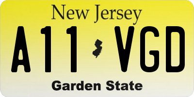 NJ license plate A11VGD