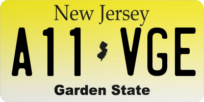 NJ license plate A11VGE