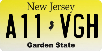 NJ license plate A11VGH