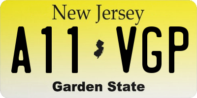 NJ license plate A11VGP