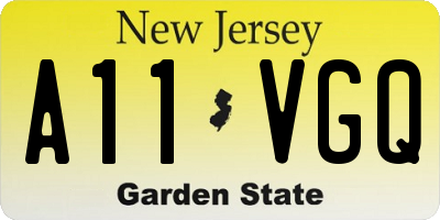 NJ license plate A11VGQ