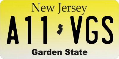 NJ license plate A11VGS
