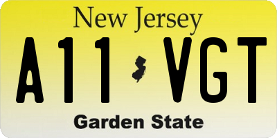 NJ license plate A11VGT