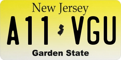 NJ license plate A11VGU