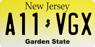 NJ license plate A11VGX