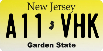 NJ license plate A11VHK