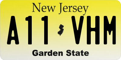 NJ license plate A11VHM