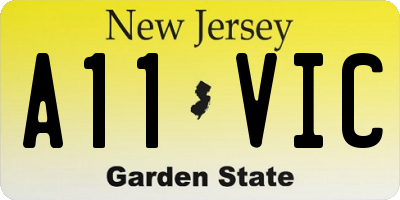 NJ license plate A11VIC