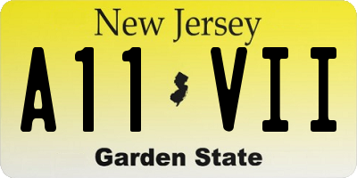 NJ license plate A11VII
