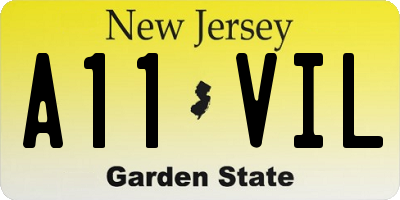 NJ license plate A11VIL
