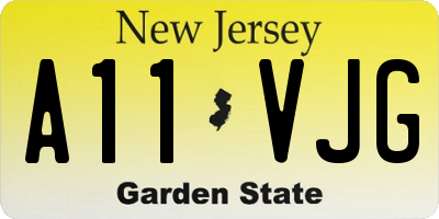 NJ license plate A11VJG
