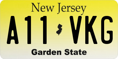 NJ license plate A11VKG