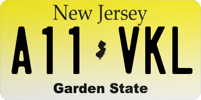 NJ license plate A11VKL