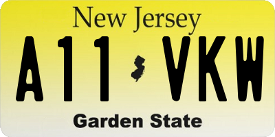 NJ license plate A11VKW