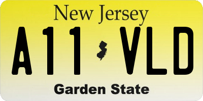 NJ license plate A11VLD