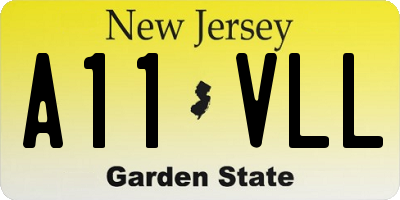 NJ license plate A11VLL