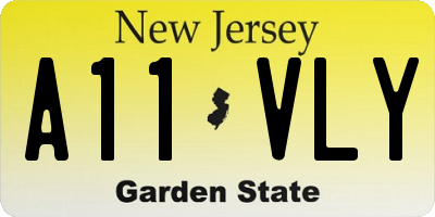 NJ license plate A11VLY