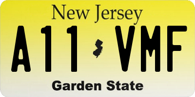 NJ license plate A11VMF