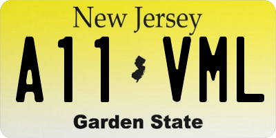 NJ license plate A11VML
