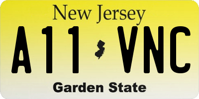 NJ license plate A11VNC
