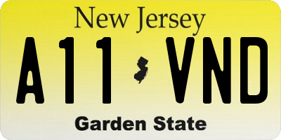 NJ license plate A11VND