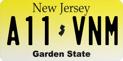 NJ license plate A11VNM