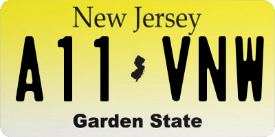 NJ license plate A11VNW