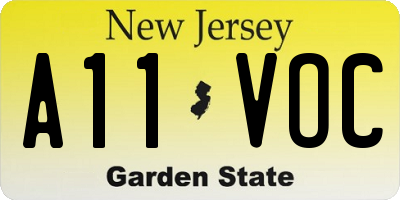 NJ license plate A11VOC