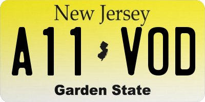 NJ license plate A11VOD