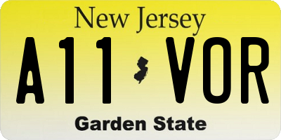 NJ license plate A11VOR