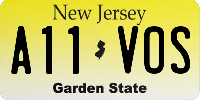 NJ license plate A11VOS