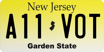 NJ license plate A11VOT